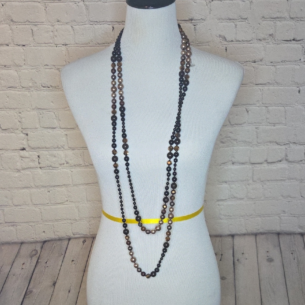 Premier Designs Black and Brown Beaded Necklace
